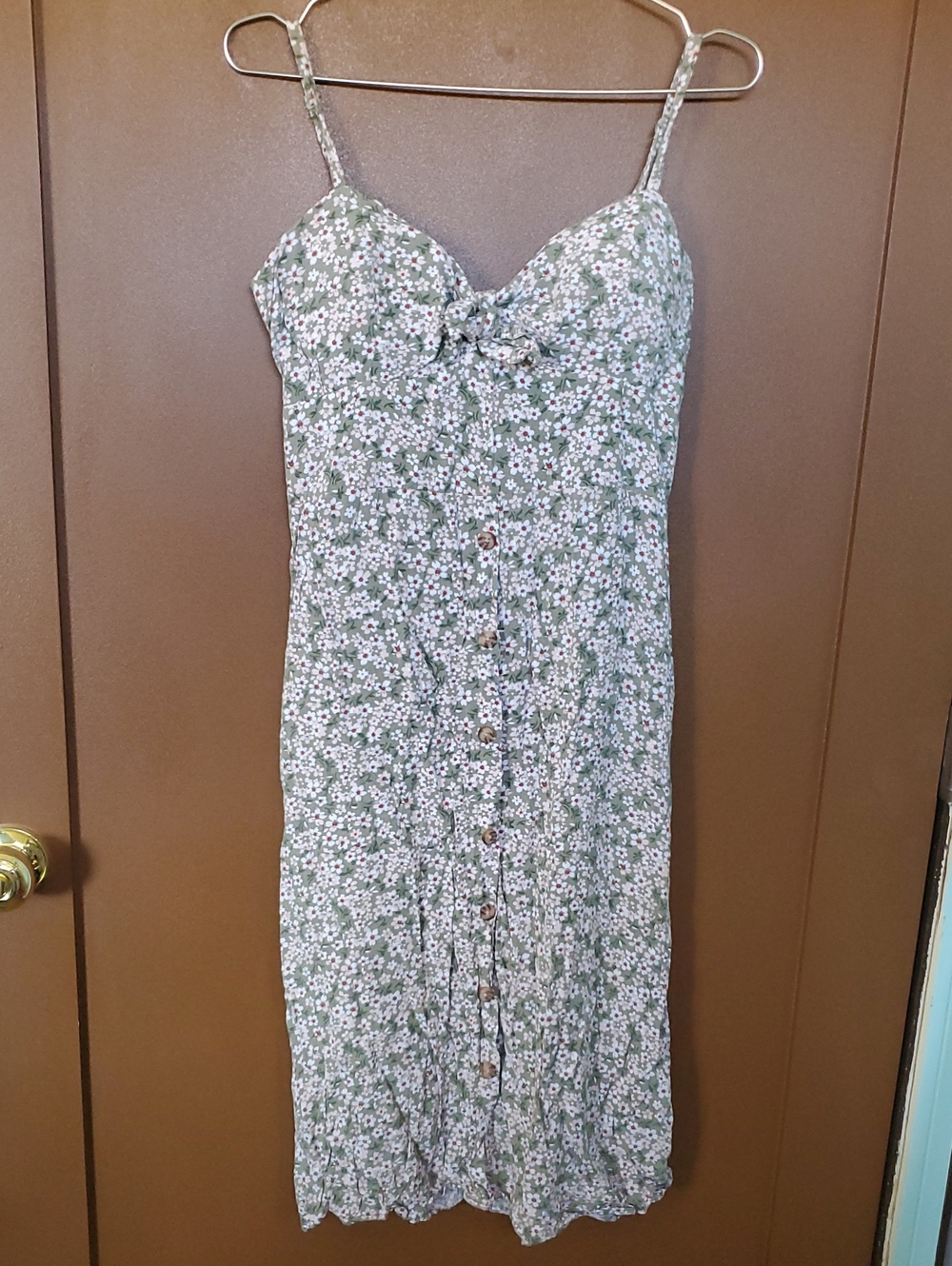 AUW Green Floral Smocked Sundress